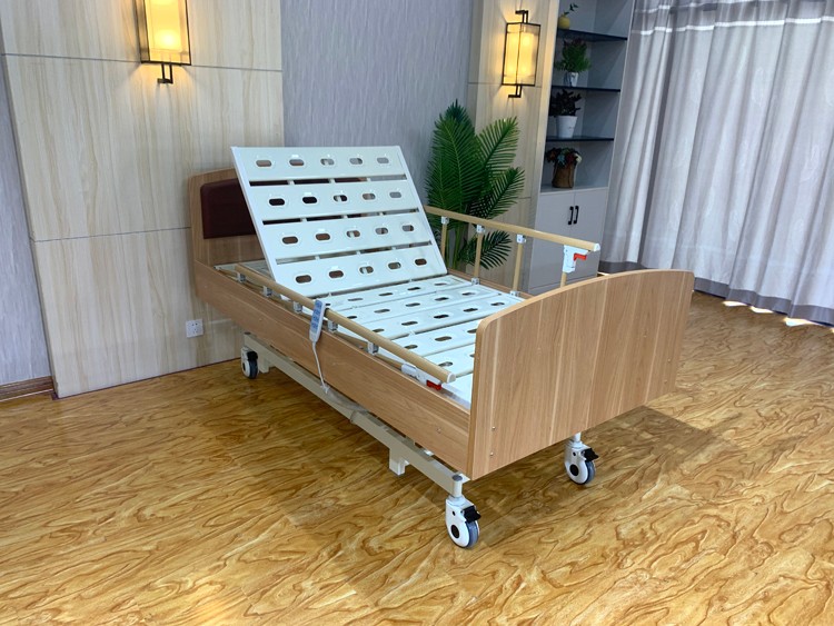 家居養(yǎng)老條紋板床面電動三功能護理床